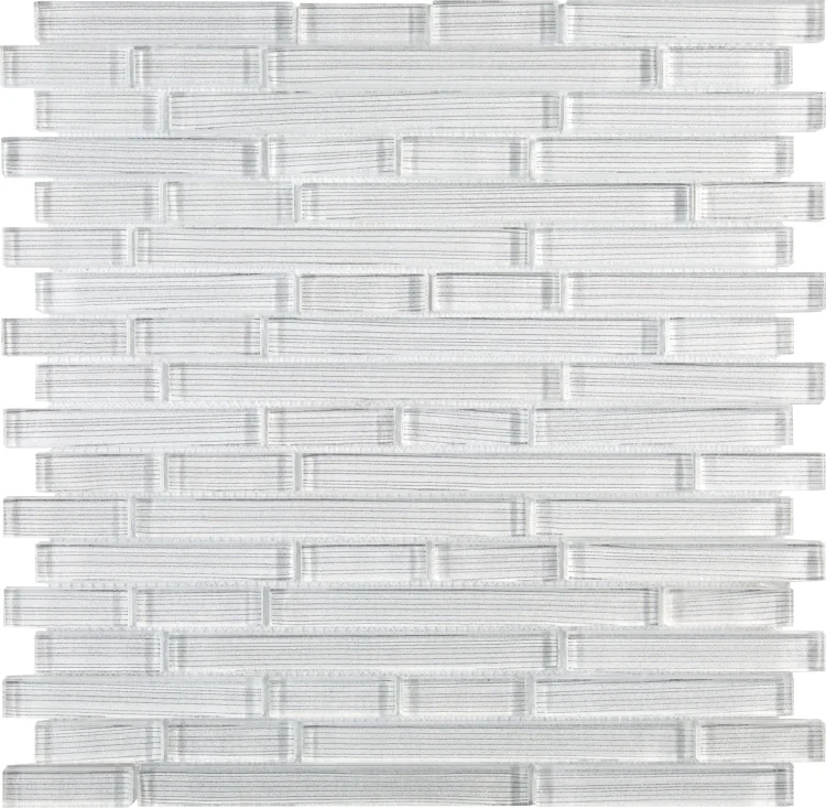Linear Silver White 11.75x12 Glass Mosaic