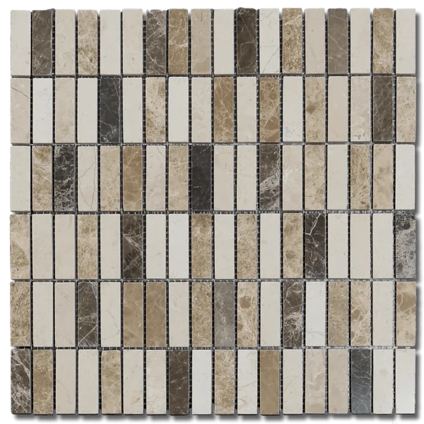 Mix 2x5/8 12x12 Natural Mixed Marble Mosaic