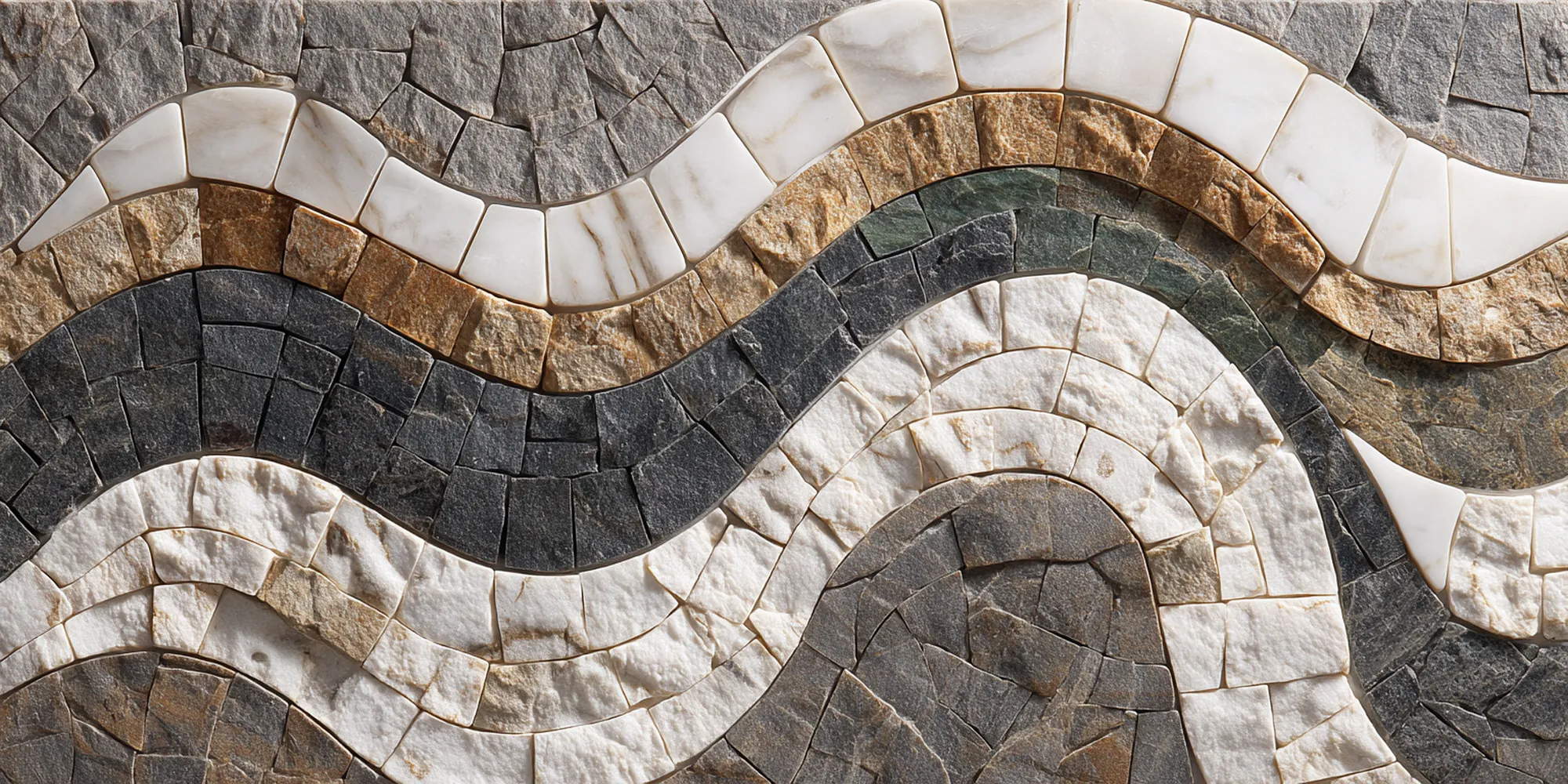 Natural stone sheet mosaics in various styles and colors