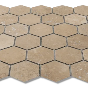 12x12 Mesh Noce Hexagon Natural Travertine Mosaic