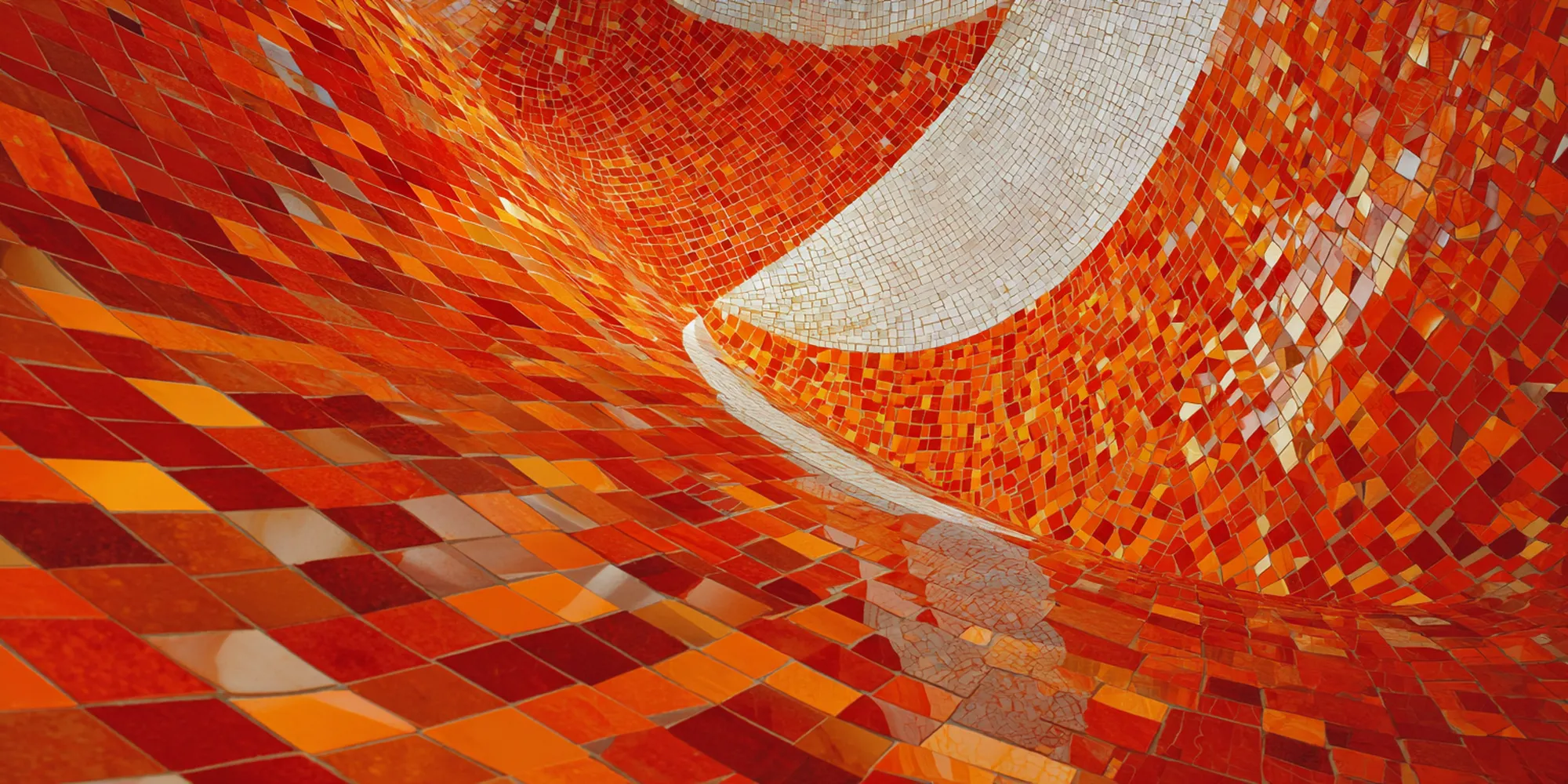 Orange Sheet Mosaics displayed in a vibrant setting, showcasing artistic flair
