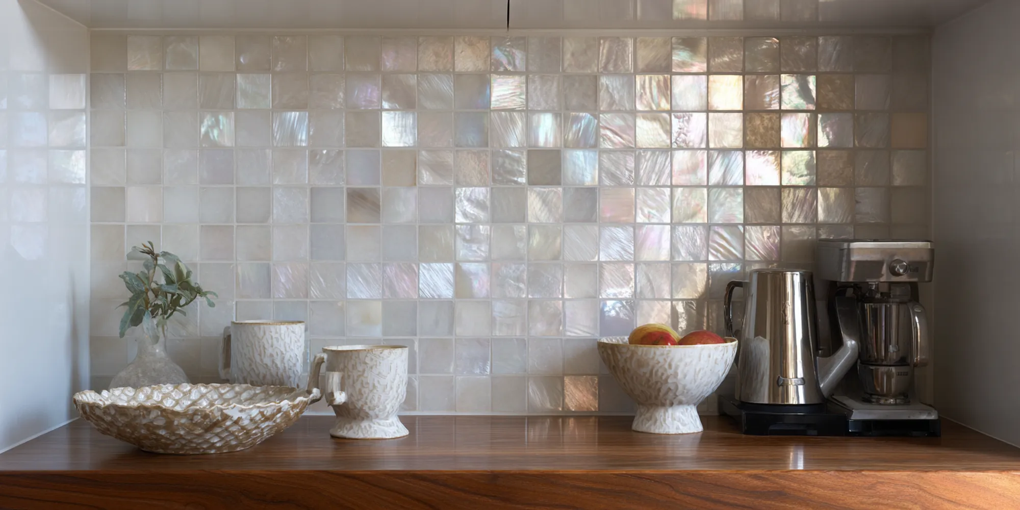 Backsplash mosaics create a functional and eye-catching feature.