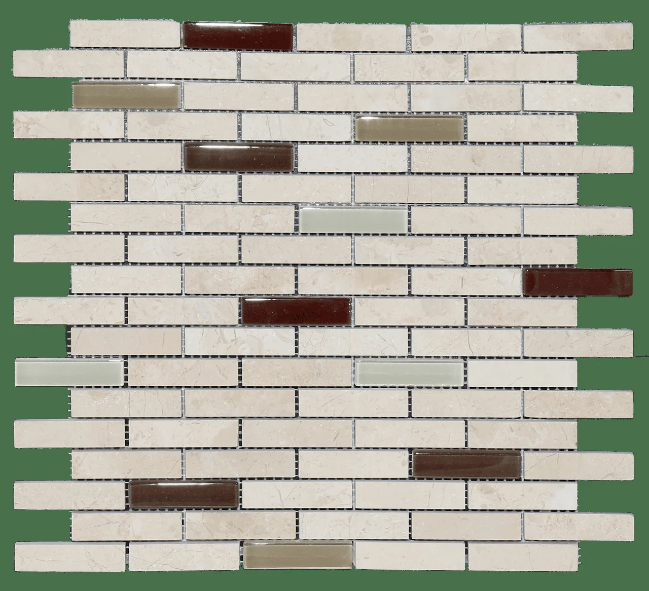 12x12 Mesh Sandy Beige Brick Mixed Marble & Glass Mosaic