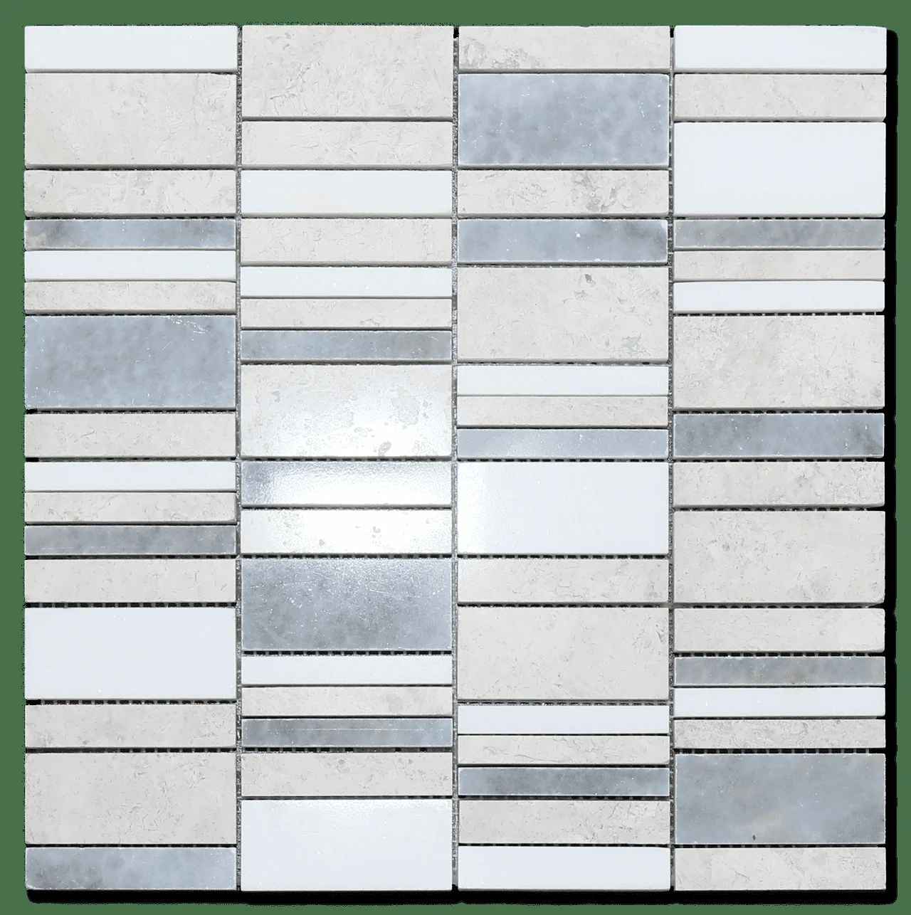 12x12 Mesh Silver/White/Gray Mix Polished Mixed Marble Mosaic