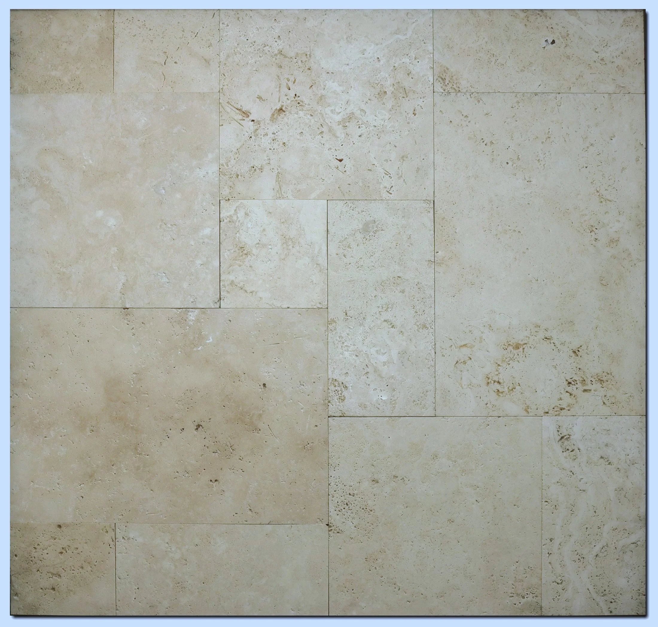 Classico 16 Sq Ft Pattern Brushed Straight Edge Set Travertine Tile