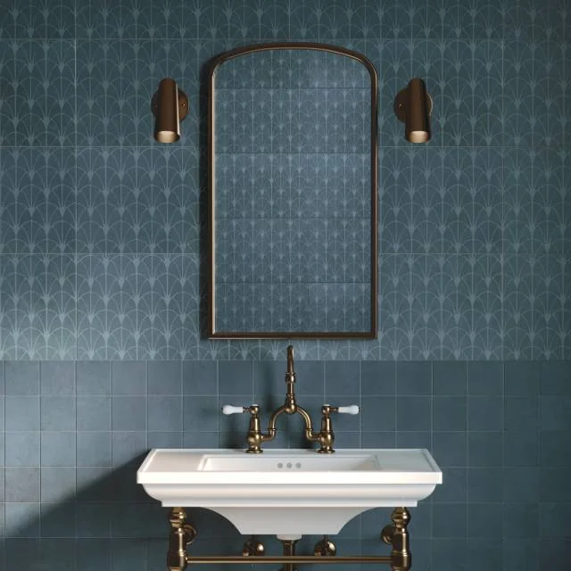 Wave Seaweed 12x24 Fan Deco Honed Ceramic Tile