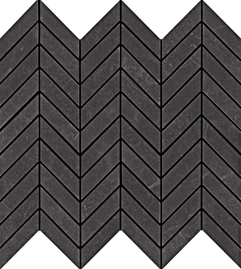 AbsoluteSlate Black 1x2 Chevron Rectified Porcelain Mosaic Tile