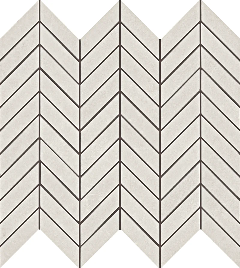 AbsoluteSlate White 1x2 Chevron Rectified Porcelain Mosaic Tile