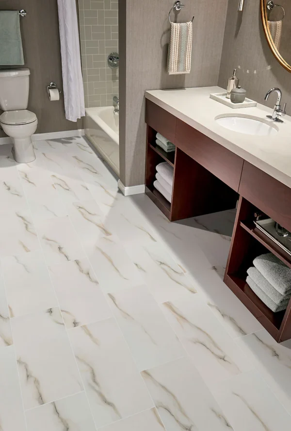 Aria Bianco 12x24 Polished Porcelain Marble Look Floor Tile