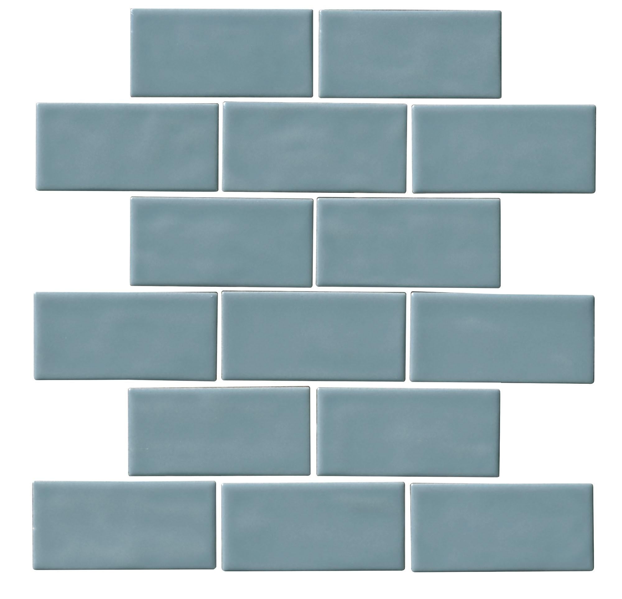 Artezen Classic Blue 2x4 Glossy Ceramic Solid look Mosaic Tile