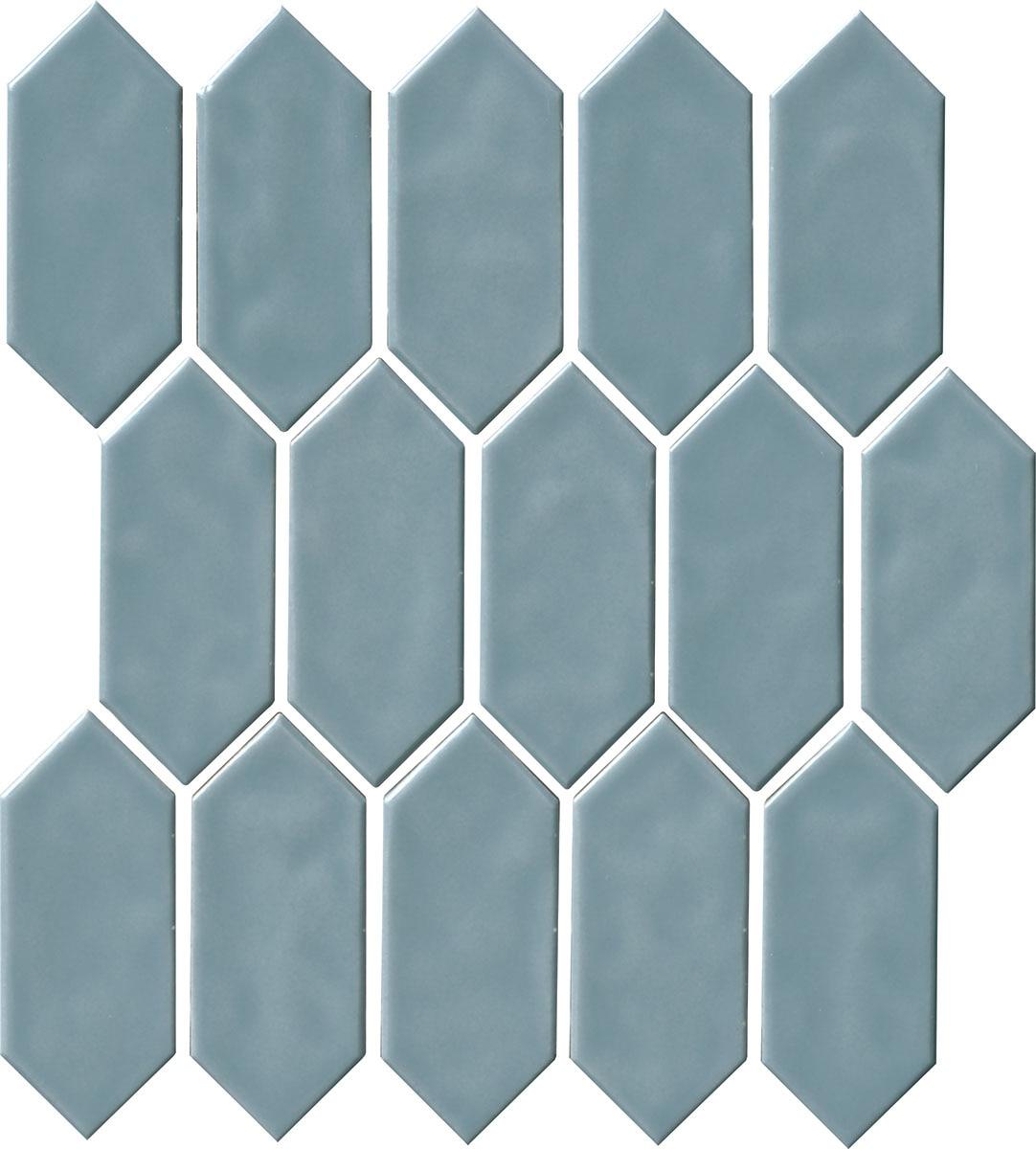 Artezen Classic Blue 2x5 Picket Glossy Ceramic Solid look Mosaic Tile