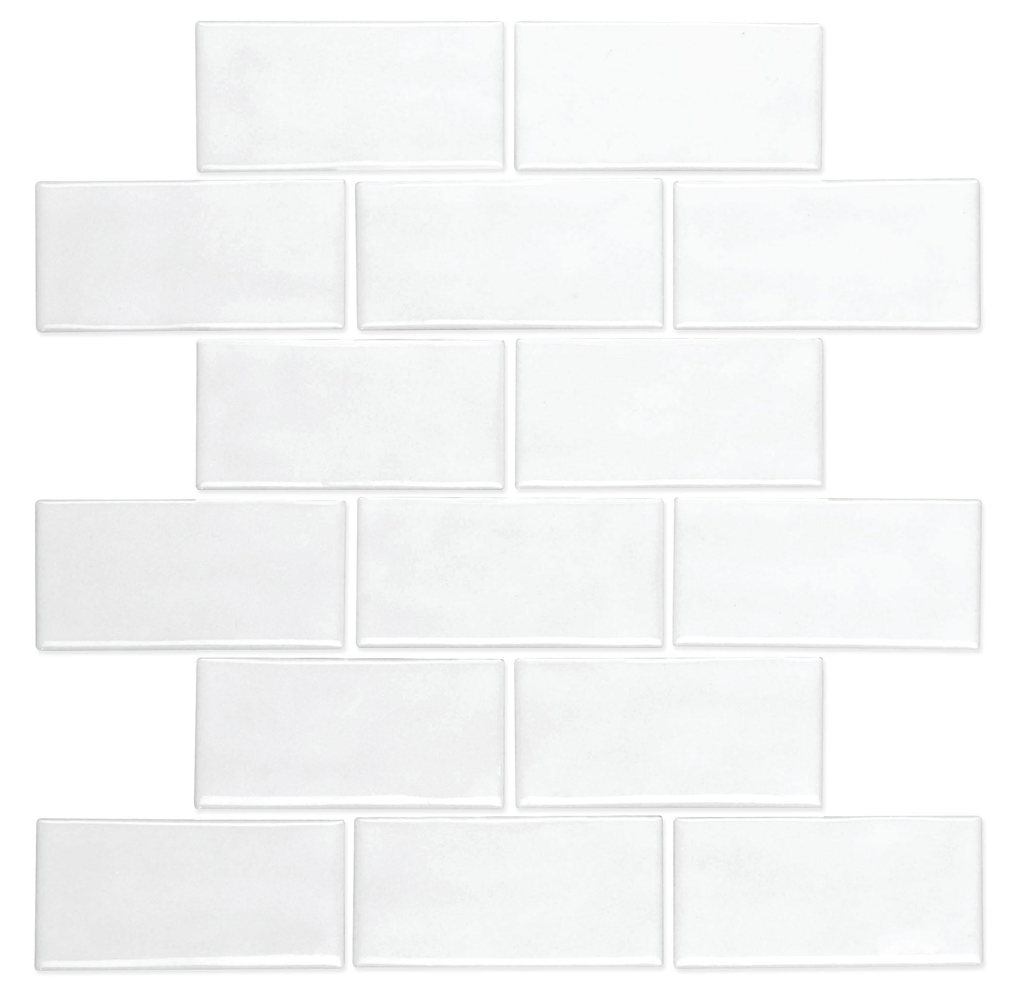 Artezen Elegant White 2x4 Glossy Ceramic Solid look Mosaic Tile