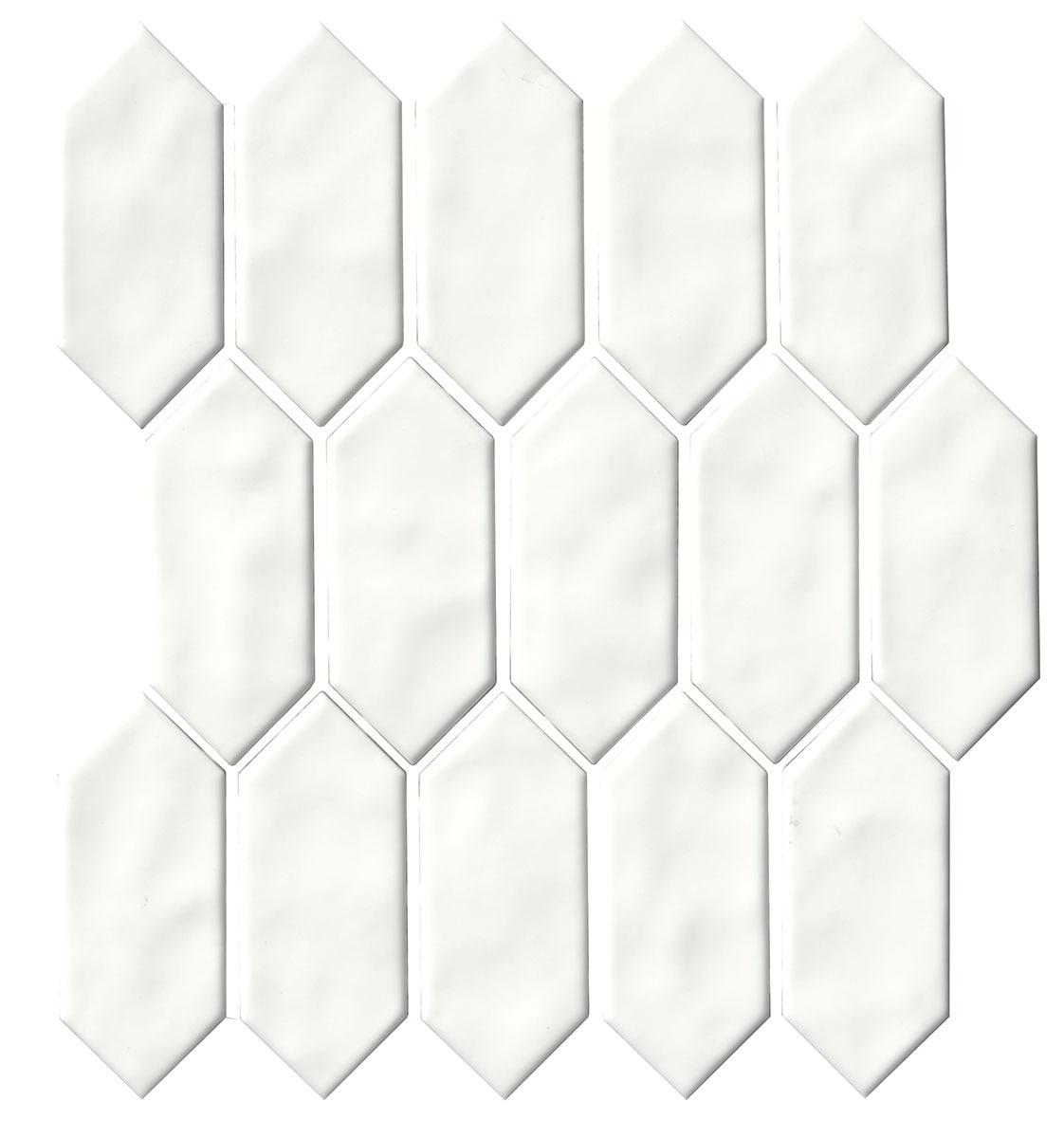 Artezen Elegant White 2x5 Picket Glossy Ceramic Solid look Mosaic Tile