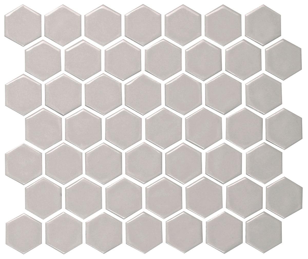 Artezen Ideal Gray 1.5x1.5 Hexagon Glossy Ceramic Solid look Mosaic Tile