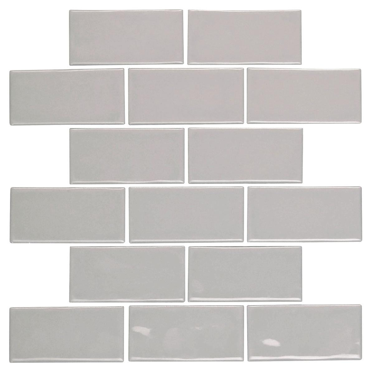 Artezen Ideal Gray 2x4 Glossy Ceramic Solid look Mosaic Tile