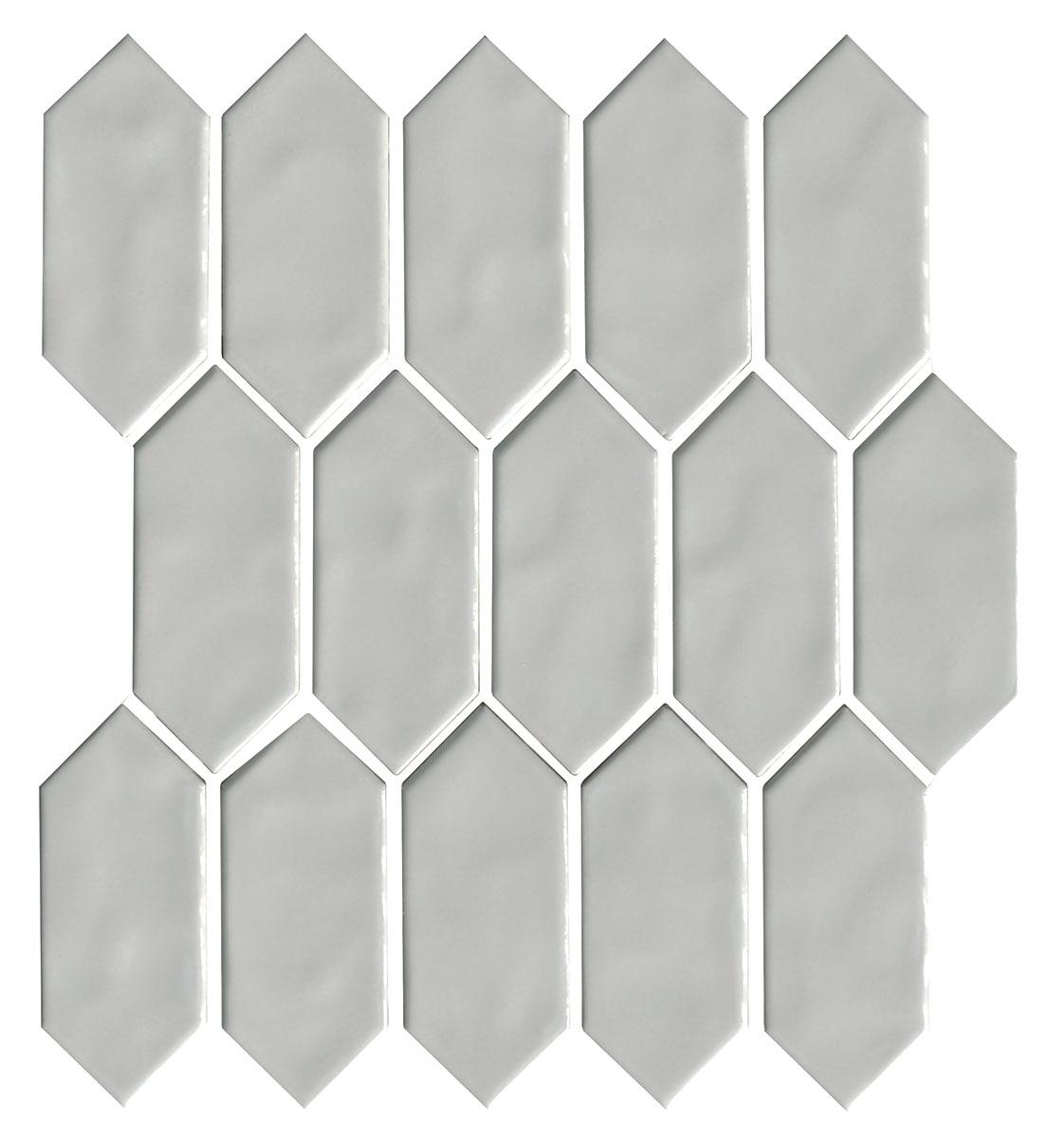 Artezen Ideal Gray 2x5 Picket Glossy Ceramic Solid look Mosaic Tile