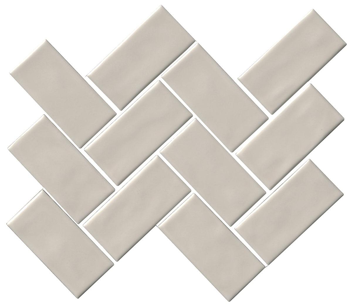 Artezen Nordic Sand 2x4 Herringbone Glossy Ceramic Mosaic Tile