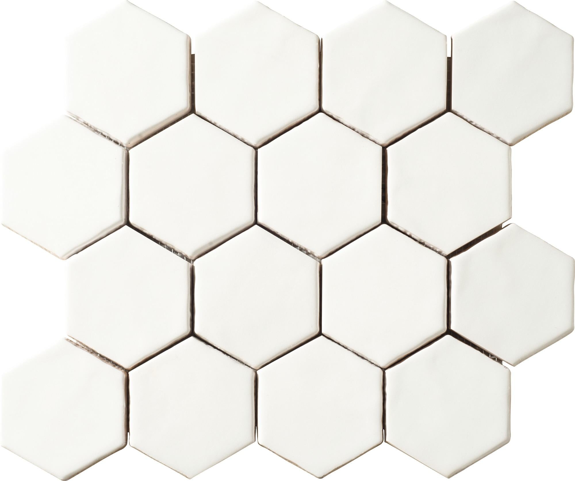 Artistic Reflections Artic 3x3 Matte Hexagon Glazed Ceramic Solid look Mosaic Tile