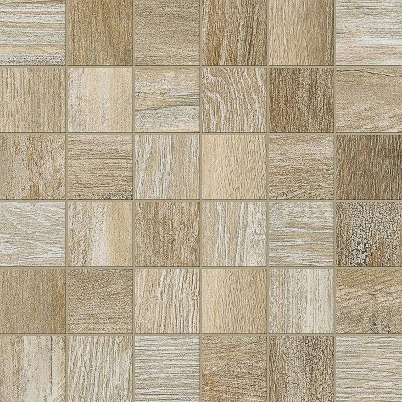 Barn Wood Beige 2x2 Porcelain Mosaic Tile