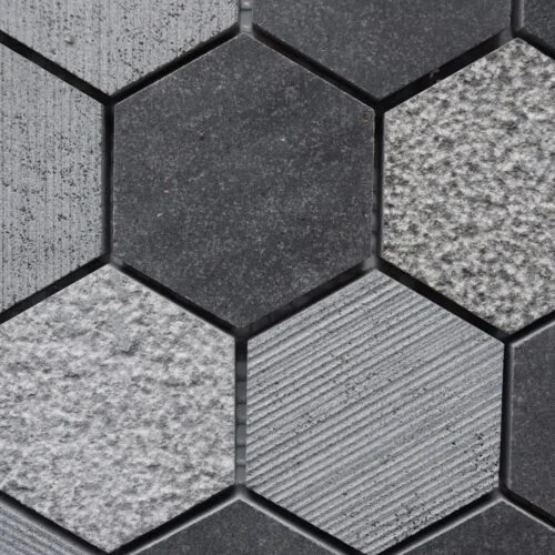 Black Hexagon Basalt Mosaic Tile