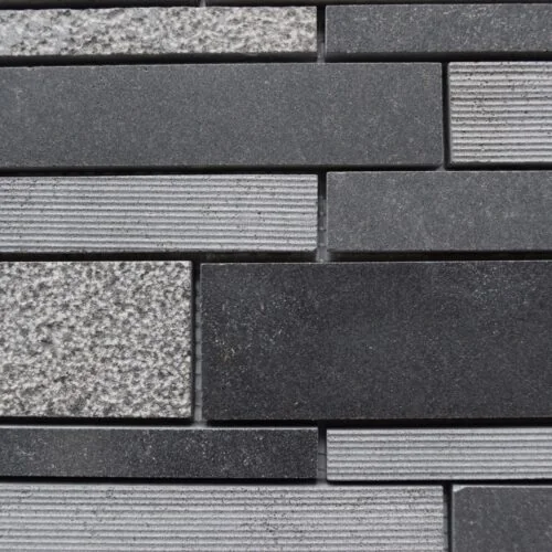 Black Stacked Basalt Mosaic Tile