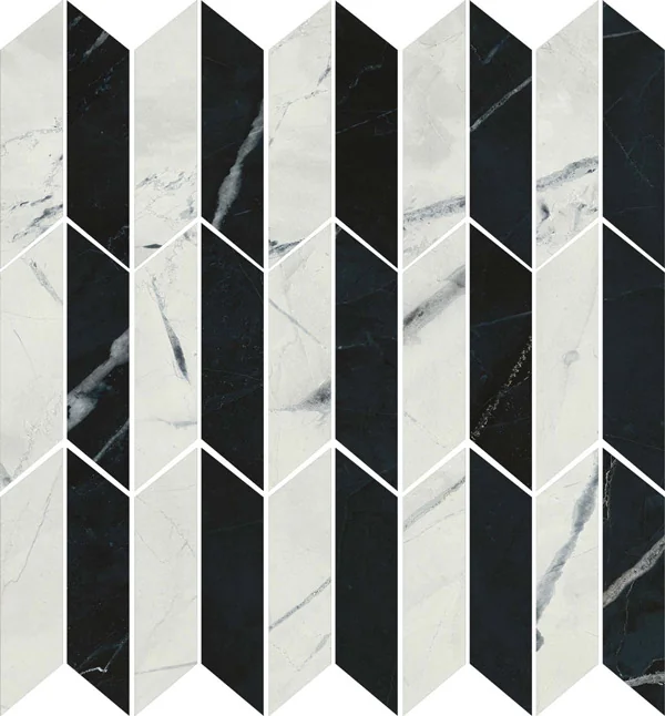 Black & Light Calacatta Mosaico Black & Light 11.8x11.8 Polished Porcelain Mosaic