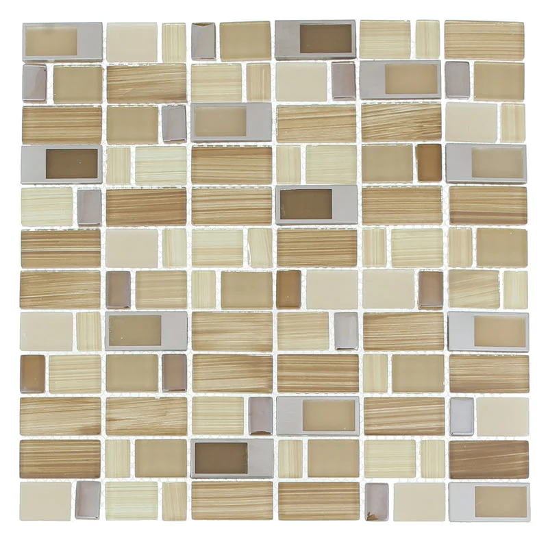 Blends Beige Blend 12x12 Stainless Steel Accent Mosaic
