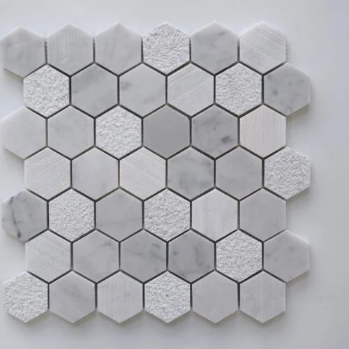 Carrara 2x2 Hexagon Various Finish Marble Mosaic Tile