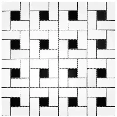 CC Mosaics MG 12x12 Pinwheel Mosaic White/Black Dot Tile