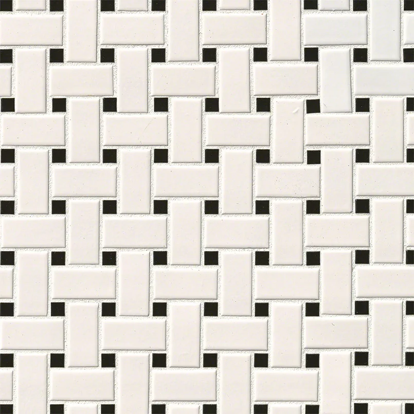 Domino White and Black Matte Basketweave 6mm Porcelain Mosaic Tile