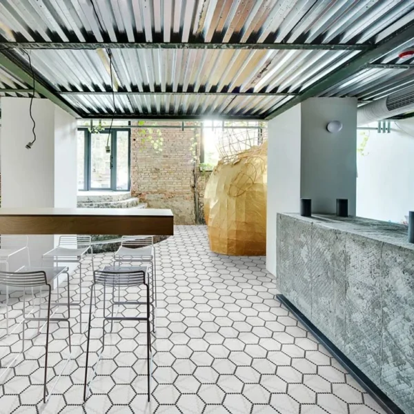 Geometro 2.0 Metro Downtown 16x9 Hexagon Matte Ceramic / Porcelain Mesh Mosaic
