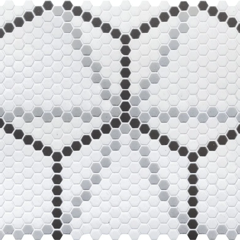 Geometro 2.0 Metro Downtown 16x9 Hexagon Matte Ceramic / Porcelain Mesh Mosaic