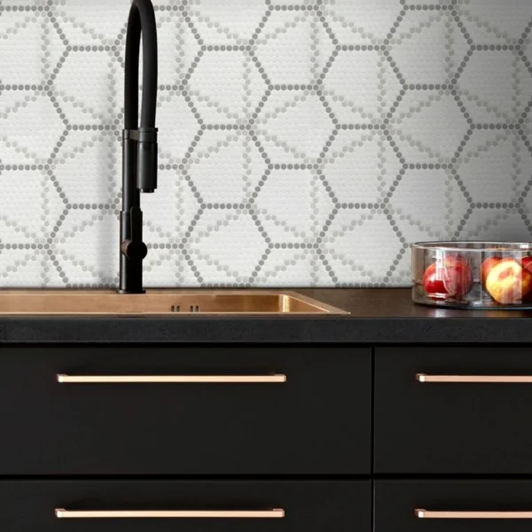 Geometro 2.0 Metro Uptown 16x9 Hexagon Matte Ceramic / Porcelain Mesh Mosaic