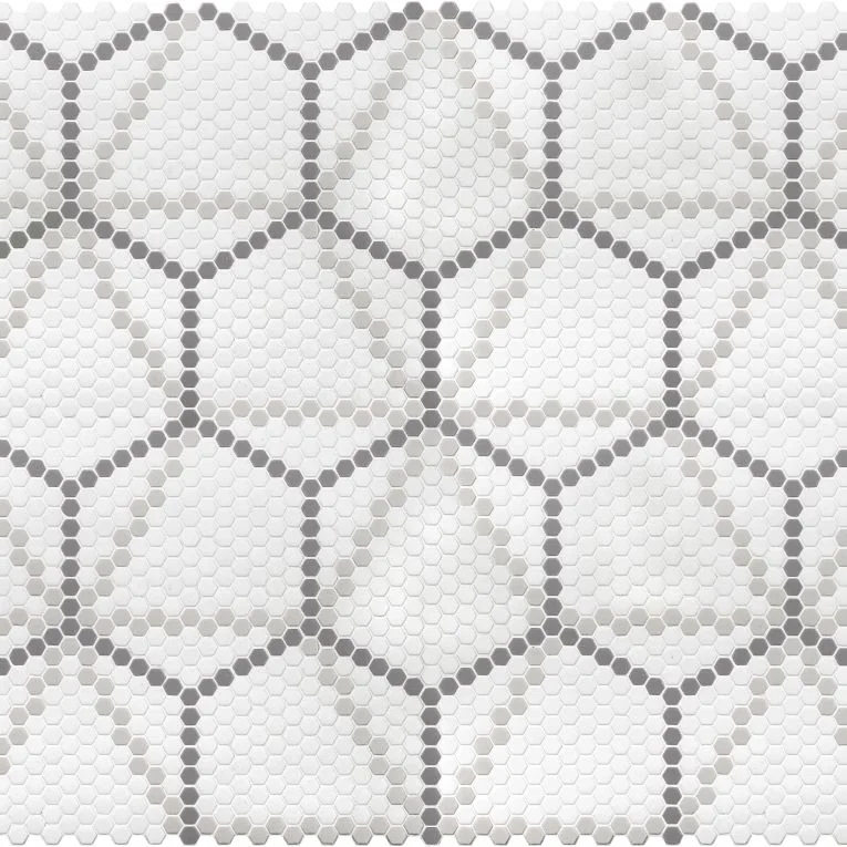 Geometro 2.0 Metro Uptown 16x9 Hexagon Matte Ceramic / Porcelain Mesh Mosaic