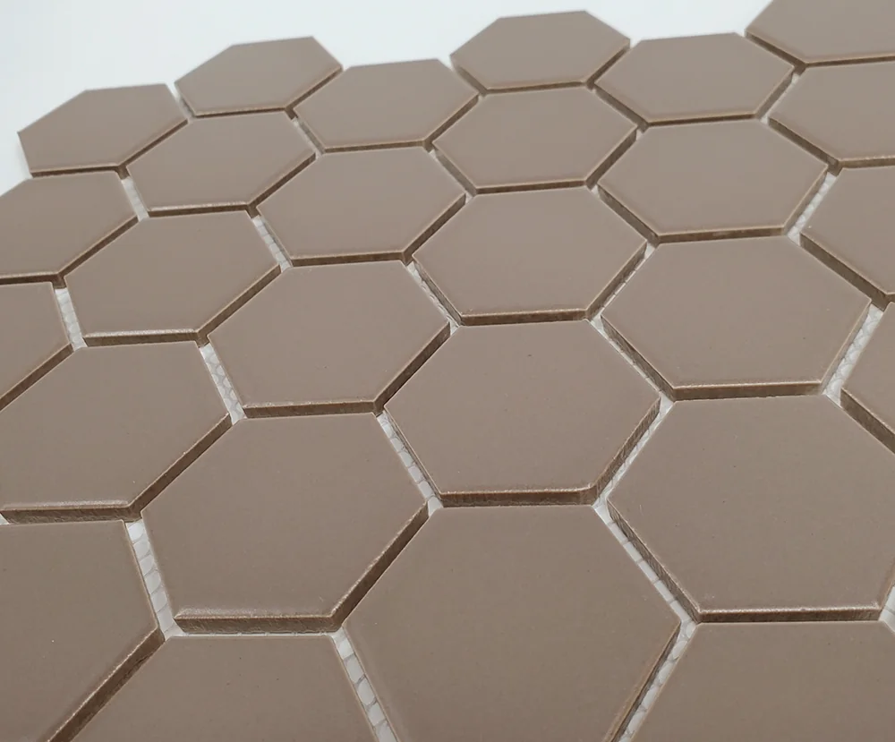 Gio Taupe 2x2 Hexagon Matte Glazed Porcelain Mosaic