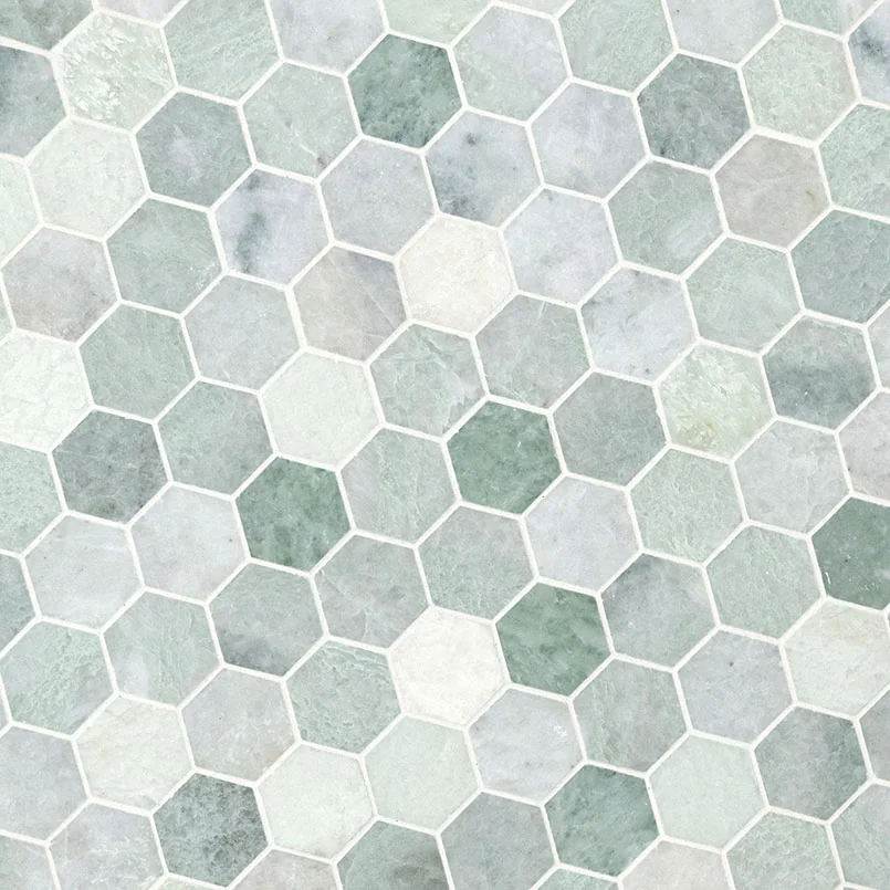 Icelandic Green 2" Hexagon Polished Marble Mosaic Tile