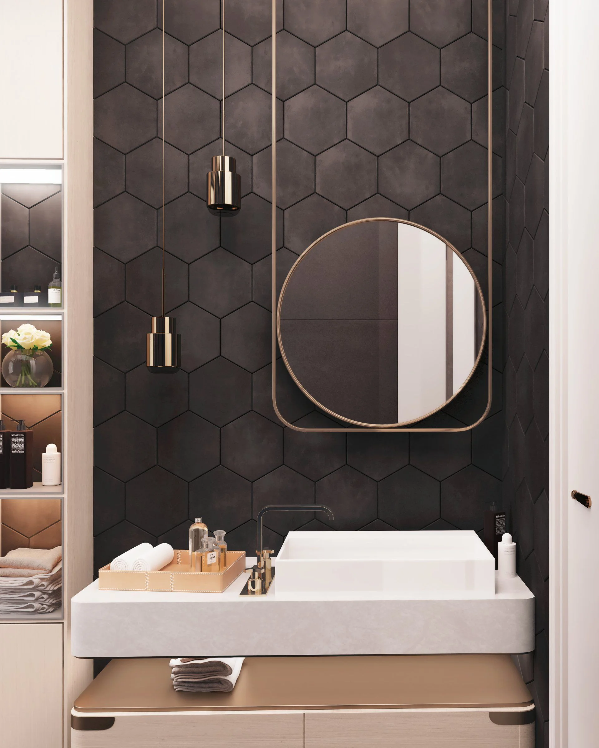 Meraki Base Negro 8x9 Hexagon Matte Porcelain Tile