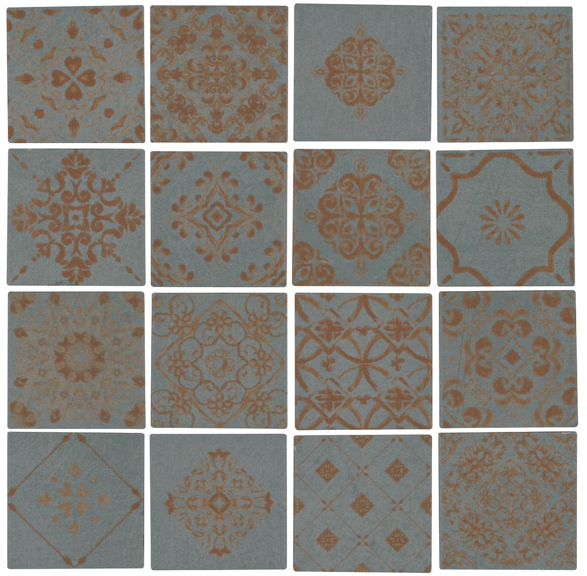 Aziza Moroccan Blue Gray 3x3 Matte Ceramic Mosaic Tile