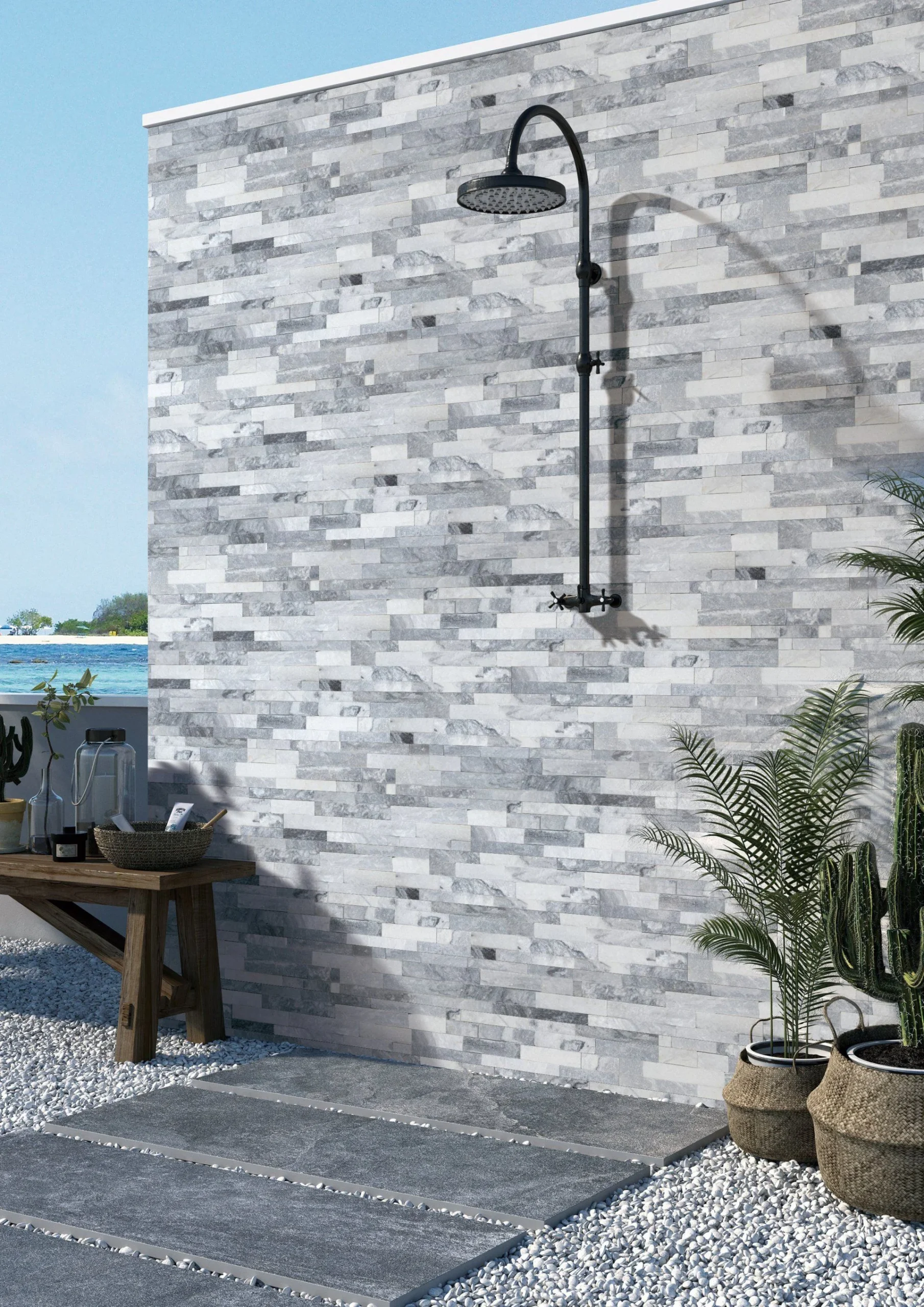 Splitface Stackstone Panels Alaska Grey 6x24 Natural Quartzite Ledger Stone