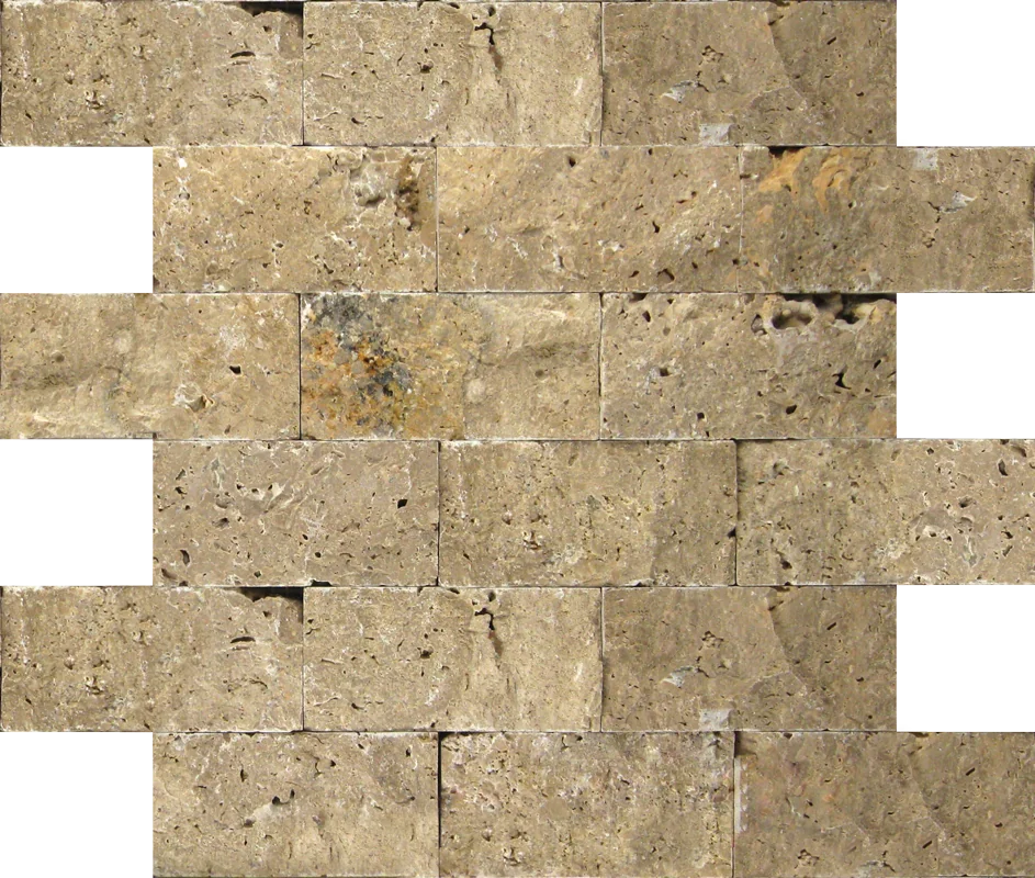 Noce 2x4 Split-Face Travertine Mosaic Tile