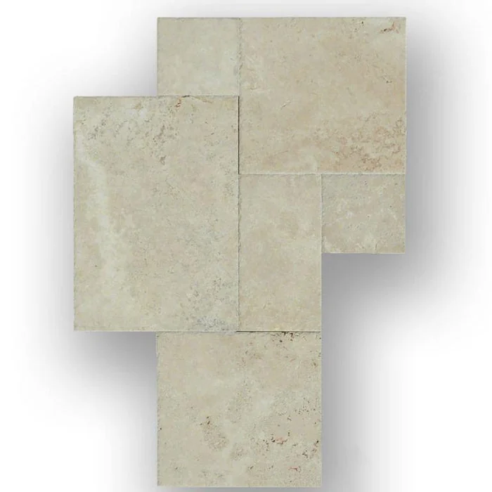 Nysa Versailles Pattern Brushed & Chiseled Travertine Tile