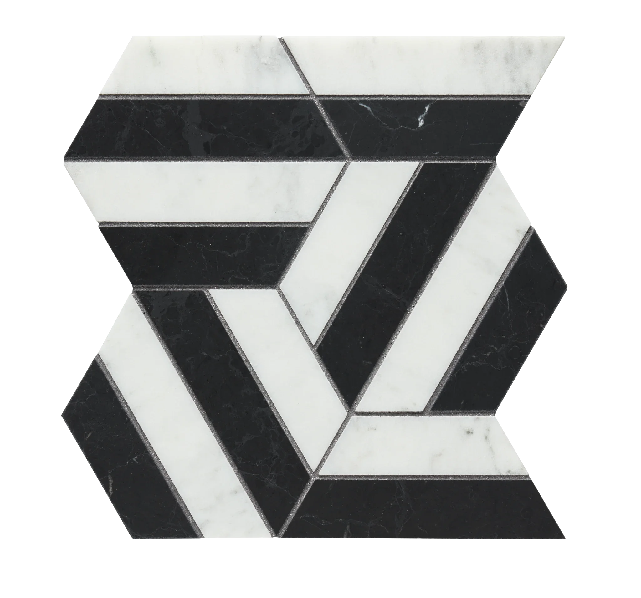 Prism Noir/Blanc Honed Mesh Pattern Marble Mosaic