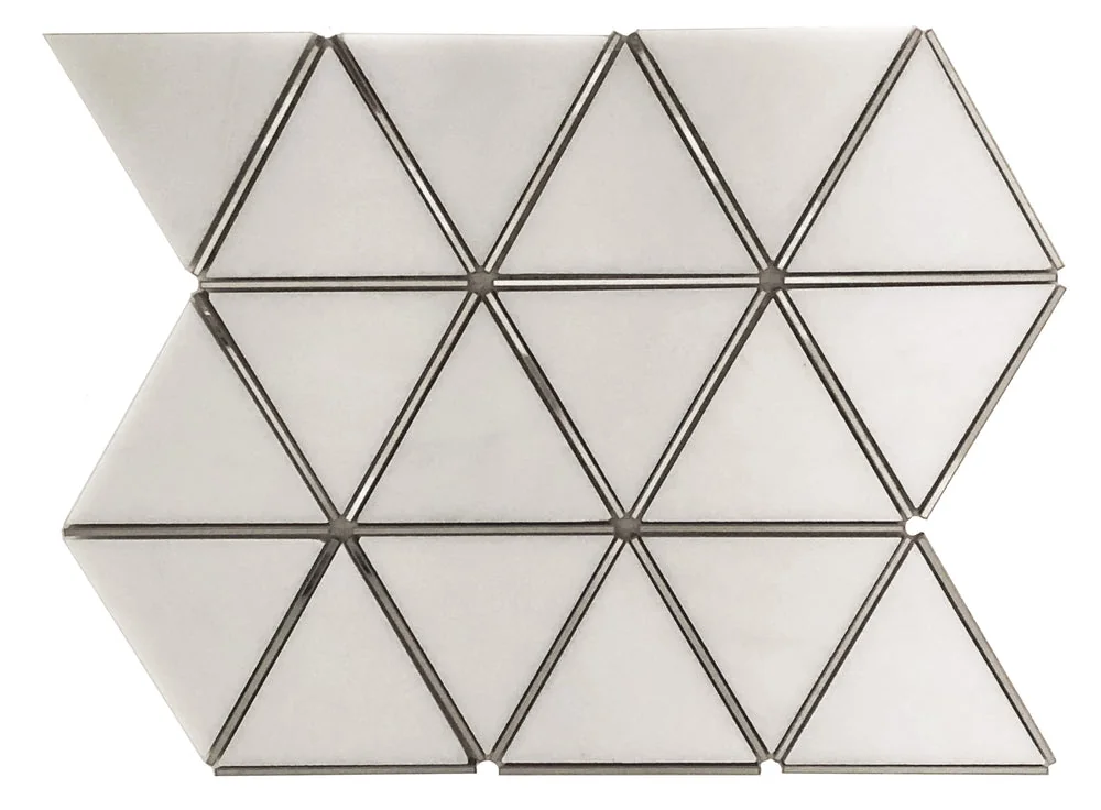 Prism Thassos Triangle Stone & Stainless Mosaic