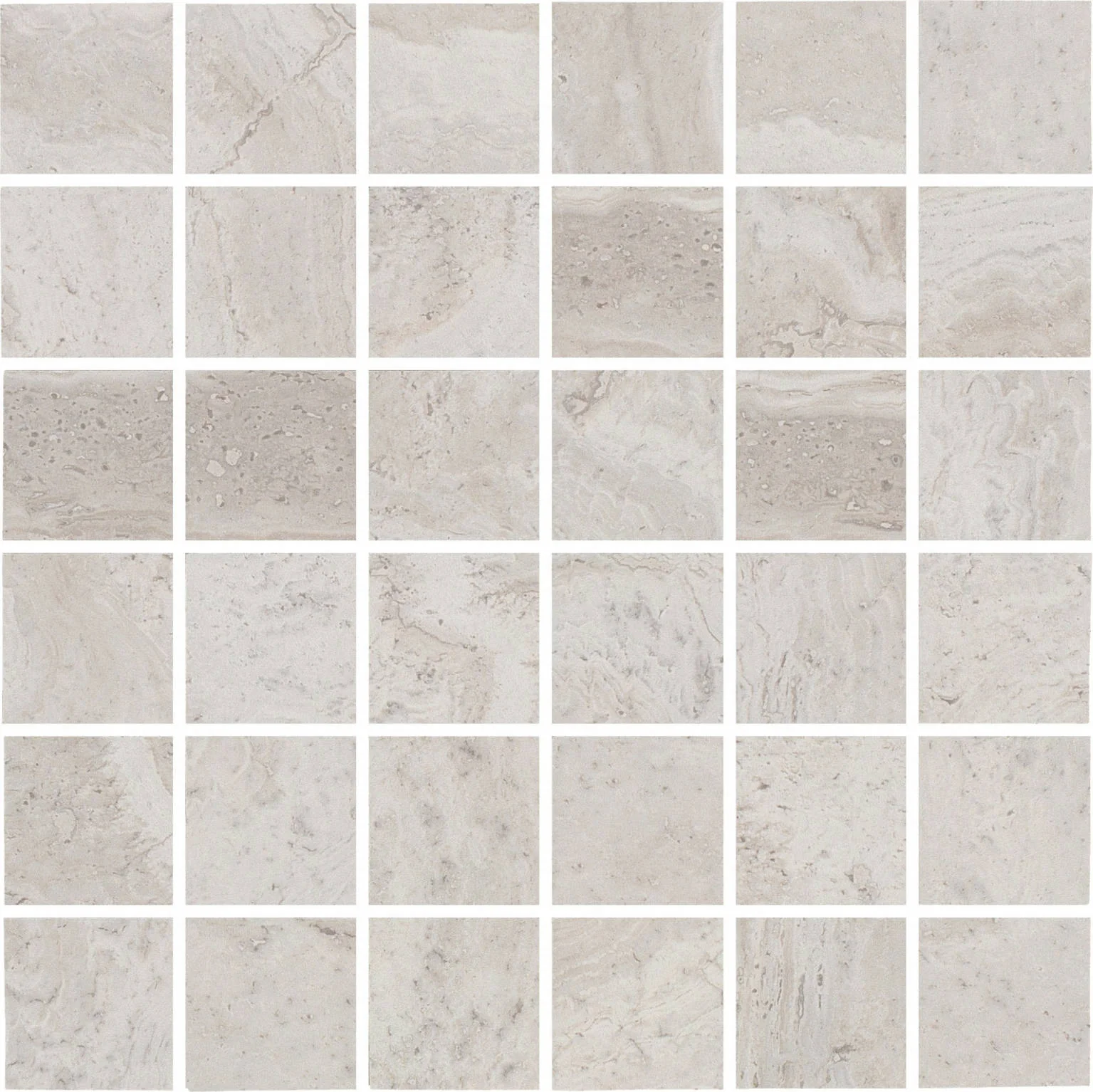 Roccia di Roma Silver 2x2 (12x12 Sheet) Porcelain Mosaic Tile