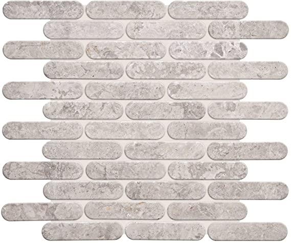Siberian Tundra 7/8x4 Oval Polished Limestone Mosaic Tile