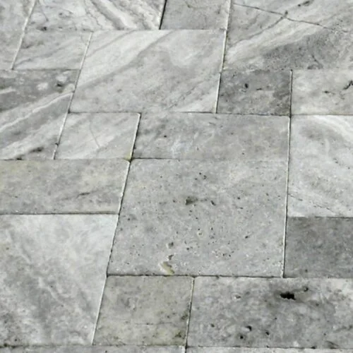 Arctic Silver 12x12 Tumbled Travertine Paver