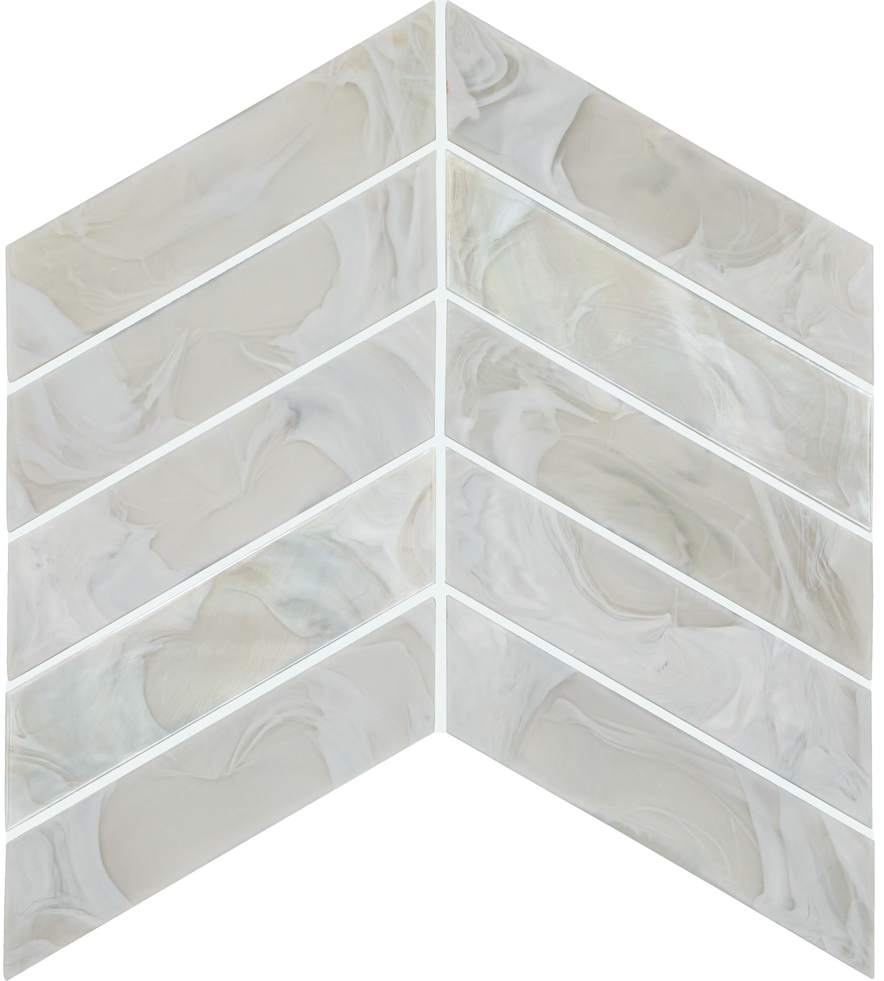 Starcastle Spiral Galaxy 1-5/8x6-3/4 Chevron Satin Glass Mosaic Tile