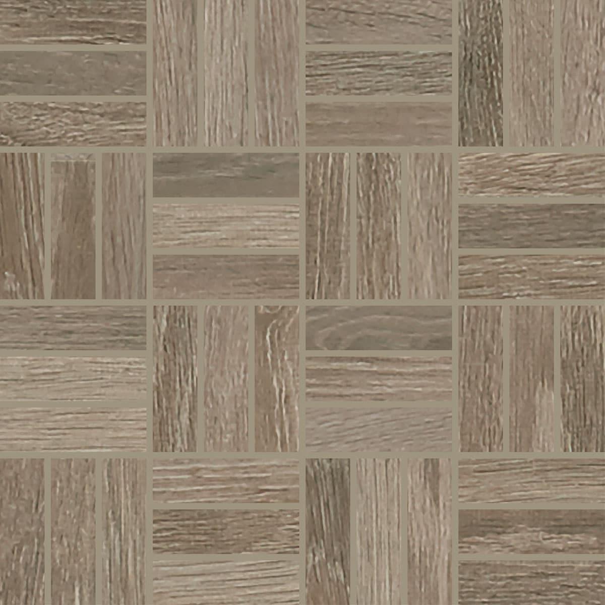 Trellis Oak Natural Ash 1x3 Crosshatch Matte Glazed Ceramic Wood Look Mosaic Tile